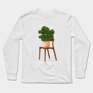 Trendy Plant Art, Botanical illustration, Fiddle Leaf Fig 60 Long Sleeve T-Shirt